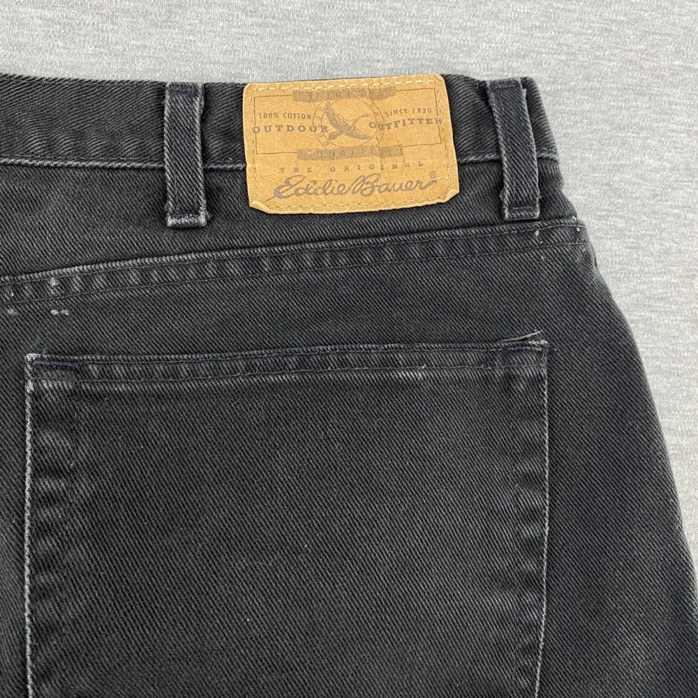 Eddie Bauer Denim Jeans Mens 40x34 Relaxed Fit Black Cotton Casual Pants‎